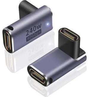 USB C Coupler 240W, USB C Female to Female Adapter, 90 Degree Type C Extender Coupler Supports 40Gbps Data Transfer & 8K Video Output for Thunderbolt 4/3 iPad, MacBook, 2-Pack USB C Coupler 240W, USB C Female to Female Adapter, 90 Degree Type C Extender Coupler Supports 40Gbps Data Transfer & 8K Video Output for Thunderbolt 4/3 iPad, MacBook, 2-Pack