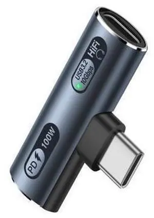 USB C 2 in1 Headphone Adapter USB3.2 100W PD Fast Charge + Audio + 10Gbps Fast Data Transfer USB C to Type-C Audio Adapter Compatible with LaptopsMacBookTablets-Gray USB C 2 in1 Headphone Adapter USB3.2 100W PD Fast Charge + Audio + 10Gbps Fast Data Transfer USB C to Type-C Audio Adapter Compatible with LaptopsMacBookTablets-Gray
