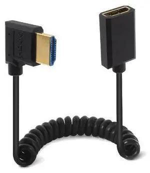 4ft HDMI Extension 8K@60Hz Coiled Cable, 90 Degree Left Angle HDMI 2.1 Version Male to Female Extender Adapter Shield Spiral Spring Cord, Dynamic HDR, 48Gbps High Speed 4ft HDMI Extension 8K@60Hz Coiled Cable, 90 Degree Left Angle HDMI 2.1 Version Male to Female Extender Adapter Shield Spiral Spring Cord, Dynamic HDR, 48Gbps High Speed
