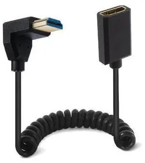 4ft HDMI 8K@60Hz Extension Coiled Cable, 90 Degree Down Angle HDMI 2.1 Version Male to Female Extender Adapter Shield Spiral Spring Cord, Dynamic HDR, 48Gbps High Speed 4ft HDMI 8K@60Hz Extension Coiled Cable, 90 Degree Down Angle HDMI 2.1 Version Male to Female Extender Adapter Shield Spiral Spring Cord, Dynamic HDR, 48Gbps High Speed