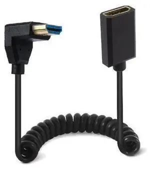 4ft HDMI 8K@60Hz Extension Coiled Cable, 90 Degree Up Angle HDMI 2.1 Version Male to Female Extender Adapter Shield Spiral Spring Cord, Dynamic HDR, 48Gbps High Speed 4ft HDMI 8K@60Hz Extension Coiled Cable, 90 Degree Up Angle HDMI 2.1 Version Male to Female Extender Adapter Shield Spiral Spring Cord, Dynamic HDR, 48Gbps High Speed