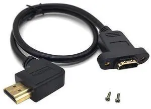 Panel Mount HDMI Extension Cable 1.6Ft/50CM High Speed HDMI 2.0 Female to Male Cable with Screw Nut Support 4K Resolution for Blu Ray Player, 3D TV, Roku, Xbox360(Left-Angled) Panel Mount HDMI Extension Cable 1.6Ft/50CM High Speed HDMI 2.0 Female to Male Cable with Screw Nut Support 4K Resolution for Blu Ray Player, 3D TV, Roku, Xbox360(Left-Angled)
