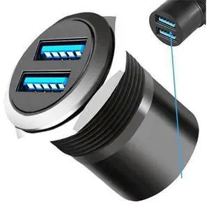 Dual USB 3.0 Threaded Fixing Mount Adapter Round Connector 2 Female to 2 Female Converter 2 Ports USB 3.0 Mounting Socket 5Gbps 5V 2A for High-Speed Data Transfer Charging Dual USB 3.0 Threaded Fixing Mount Adapter Round Connector 2 Female to 2 Female Converter 2 Ports USB 3.0 Mounting Socket 5Gbps 5V 2A for High-Speed Data Transfer Charging
