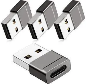 USB C Female to USB Male Adapter (4 Pack), Ultra Compact Converter Compatible with iPhone 16 15 Apple Watch AirPods CarPlay and More, Gray Aluminium Alloy USB C Female to USB Male Adapter (4 Pack), Ultra Compact Converter Compatible with iPhone 16 15 Apple Watch AirPods CarPlay and More, Gray Aluminium Alloy