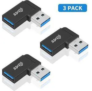 USB 3.0 Adapter 90 Degree, USB Extender 5Gbps Type A Extension Adapter, 3-Pack Right Angle Type A Male to Female Adapter OTG Connector for Hard Drive, Laptop USB 3.0 Adapter 90 Degree, USB Extender 5Gbps Type A Extension Adapter, 3-Pack Right Angle Type A Male to Female Adapter OTG Connector for Hard Drive, Laptop
