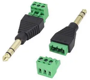 6.35mm Screw Terminal Block Connector 1/4" inch TRS Male Plugs to 3 Pin/Way Female Bolt Screw Terminals Pluggable AUX Audio Microphone/Speaker Wire,Keyboard,Mixer,Solderless Converter(2 Pack) 6.35mm Screw Terminal Block Connector 1/4" inch TRS Male Plugs to 3 Pin/Way Female Bolt Screw Terminals Pluggable AUX Audio Microphone/Speaker Wire,Keyboard,Mixer,Solderless Converter(2 Pack)