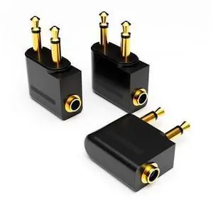 Airplane Headphone Adapter, Gold Plated Dual 3.5mm Male to 3.5mm Female Airplane Headphone Adapter for Audio Jack to Plug Air Plane Flight Connector Dual Socket Earphone - 3pack Airplane Headphone Adapter, Gold Plated Dual 3.5mm Male to 3.5mm Female Airplane Headphone Adapter for Audio Jack to Plug Air Plane Flight Connector Dual Socket Earphone - 3pack