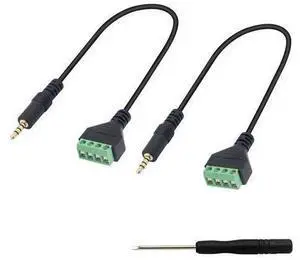 3.5mm Terminal Block Cable, 1/8 Inch TRRS Stereo Solderless Screw Terminal Speaker Wire 3.5mm 4 pole Male to 4Pin Bolt Headphone Balum Patch Cord (2 Pack-32CM) 3.5mm Terminal Block Cable, 1/8 Inch TRRS Stereo Solderless Screw Terminal Speaker Wire 3.5mm 4 pole Male to 4Pin Bolt Headphone Balum Patch Cord (2 Pack-32CM)