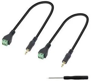 3.5mm Terminal Block Cable, 1/8 Inch TS Mono Solderless Screw Terminal Speaker Wire 3.5mm 2 pole Male to 2Pin Bolt Headphone Balum Patch Cord (2 Pack-32CM) 3.5mm Terminal Block Cable, 1/8 Inch TS Mono Solderless Screw Terminal Speaker Wire 3.5mm 2 pole Male to 2Pin Bolt Headphone Balum Patch Cord (2 Pack-32CM)