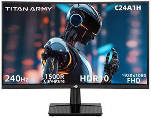 TITAN ARMY 24" inch 240Hz 1080P FHD VA Curved Gaming Monitor,Curvature 1500R FHD PC Monitor 1 ms,Low Blue Light,G-Sync & FreeSync,110% sRGB HDR, HDMI/DP,Computer Monitor with VESA Mount - C24A1H TITAN ARMY 24" inch 240Hz 1080P FHD VA Curved Gaming Monitor,Curvature 1500R FHD PC Monitor 1 ms,Low Blue Light,G-Sync & FreeSync,110% sRGB HDR, HDMI/DP,Computer Monitor with VESA Mount - C24A1H