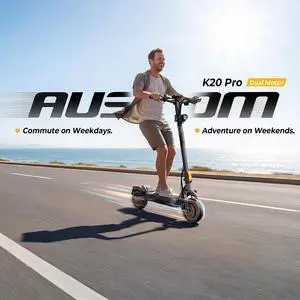 Ausom K20 Pro Dual Motor 2800W Fast Electric Scooter, 48V 18Ah Foldable off-Road E-Scooter with LCD Display, 22/28/36 mph Speed, 56 Miles Long Range, Max 287 lbs, Commuter Electric Scooter with NFC Ausom K20 Pro Dual Motor 2800W Fast Electric Scooter, 48V 18Ah Foldable off-Road E-Scooter with LCD Display, 22/28/36 mph Speed, 56 Miles Long Range, Max 287 lbs, Commuter Electric Scooter with NFC