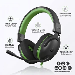 Tronsmart Sounfii G10 Wired Gaming Headset with Flip Mic Volume Wheel, 40mm Drivers, Durable Aluminum Frame, 3.5mm Jack /1.2m Audio, Lightspeed Headphones for PC, Mac, PlayStation, Xbox, Switch-Green Tronsmart Sounfii G10 Wired Gaming Headset with Flip Mic Volume Wheel, 40mm Drivers, Durable Aluminum Frame, 3.5mm Jack /1.2m Audio, Lightspeed Headphones for PC, Mac, PlayStation, Xbox, Switch-Green