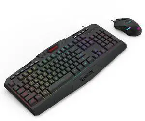 Redragon Rainbow Programmable Gaming Combo Keyboard Mouse Wired,USB Wired LED Backlight Gaming Mouse and Mechanical Feel Keyboard,5 Macro Record Keys,Full Size Keyboard,RGB Gaming Set,PC Bundle Redragon Rainbow Programmable Gaming Combo Keyboard Mouse Wired,USB Wired LED Backlight Gaming Mouse and Mechanical Feel Keyboard,5 Macro Record Keys,Full Size Keyboard,RGB Gaming Set,PC Bundle