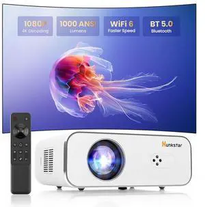 Hunkstar P3s 1080P Full HD Portable Home Video Projector with Auto Focus,1000 ANSI Lumens,4K Support Projector with Wifi 6 and Bluetooth 5.2,6D Keystone Correction, Built-in 10W Speakers Hunkstar P3s 1080P Full HD Portable Home Video Projector with Auto Focus,1000 ANSI Lumens,4K Support Projector with Wifi 6 and Bluetooth 5.2,6D Keystone Correction, Built-in 10W Speakers