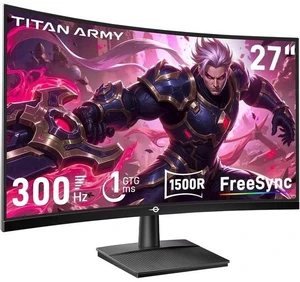 Titan Army C27A1H 27" Curved Monitor 300Hz 1ms GTG , 1500R, 4000:1 Contrast, HDR10, 99% sRGB, 1.07B Colors, Adaptive Sync, PIP/PBP, Crosshair, Night Vision, VESA 100x100mm Titan Army C27A1H 27" Curved Monitor 300Hz 1ms GTG , 1500R, 4000:1 Contrast, HDR10, 99% sRGB, 1.07B Colors, Adaptive Sync, PIP/PBP, Crosshair, Night Vision, VESA 100x100mm