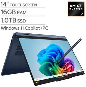 Lenovo IdeaPad 5 2-in-1 14" Touchscreen Laptop - Ryzen AI 7 445 Processor - WUXGA (1920 x 1200) - 16GB RAM - 1TB SSD - Windows 11 Home - Digital Pen Included Lenovo IdeaPad 5 2-in-1 14" Touchscreen Laptop - Ryzen AI 7 445 Processor - WUXGA (1920 x 1200) - 16GB RAM - 1TB SSD - Windows 11 Home - Digital Pen Included
