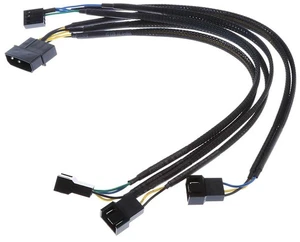 AJMRTC Black Net Sleeved IDE Molex to 4-Pins PWM Fan Splitter Hub Power Cable, Molex to PWM CPU Case Cooling Fan Power Adapter Cord, Chassis Fan Extension Converter Cable AJMRTC Black Net Sleeved IDE Molex to 4-Pins PWM Fan Splitter Hub Power Cable, Molex to PWM CPU Case Cooling Fan Power Adapter Cord, Chassis Fan Extension Converter Cable