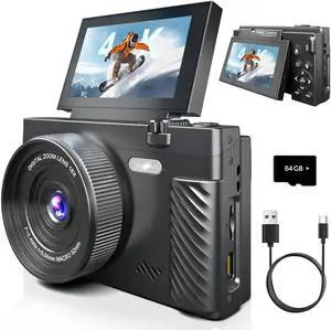 4K Digital Camera for Photography, 64MP WiFi Vlogging Camera with 180° Flip Screen, Point and Shoot Camera for YouTube, Beginner Camera with Beauty Mode & 64GB SD Card 4K Digital Camera for Photography, 64MP WiFi Vlogging Camera with 180° Flip Screen, Point and Shoot Camera for YouTube, Beginner Camera with Beauty Mode & 64GB SD Card
