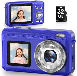 Digital Camera, Real 2.7K Dual-Screen Digital Camera for Photography Auto-Focus Vlogging Camera for YouTube Video 16x Zoom 32GB SD Card Anti Shake Compact Camera for Student Teen Boys Girls Kids Digital Camera, Real 2.7K Dual-Screen Digital Camera for Photography Auto-Focus Vlogging Camera for YouTube Video 16x Zoom 32GB SD Card Anti Shake Compact Camera for Student Teen Boys Girls Kids