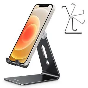 C2 Adjustable Aluminum Cell Phone Stand with Charging Cutout, Black C2 Adjustable Aluminum Cell Phone Stand with Charging Cutout, Black