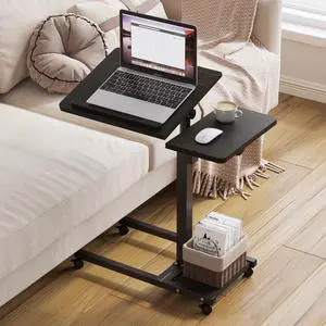 Laptop Desk Stand for Bed Portable Desk Overbed Bedside Mobile Laptop Table Rolling Foldable Table Adjustable Height with Locked Wheels & Mouse Pad for Office Sofa (Dekuwood Black) Laptop Desk Stand for Bed Portable Desk Overbed Bedside Mobile Laptop Table Rolling Foldable Table Adjustable Height with Locked Wheels & Mouse Pad for Office Sofa (Dekuwood Black)
