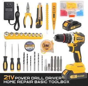 3/8" Brushless Compact Drill Tool Set, 85N.m 21V Cordless Drill Box with 2 * 2000mAh Battery, 782 In-lb Tool Set,DIY Hand Tool Kits for Daily Home Repair 3/8" Brushless Compact Drill Tool Set, 85N.m 21V Cordless Drill Box with 2 * 2000mAh Battery, 782 In-lb Tool Set,DIY Hand Tool Kits for Daily Home Repair