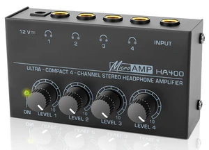 HA400 Headphone Amplifier 4 Channel Metal Stereo Audio Amplifier Mini Earphone Audio Amplifier, 12V 1A Power Adapter, 1/4" TRS Headphones Output, TRS Audio Input, PC Guitar Studio Stage HA400 Headphone Amplifier 4 Channel Metal Stereo Audio Amplifier Mini Earphone Audio Amplifier, 12V 1A Power Adapter, 1/4" TRS Headphones Output, TRS Audio Input, PC Guitar Studio Stage