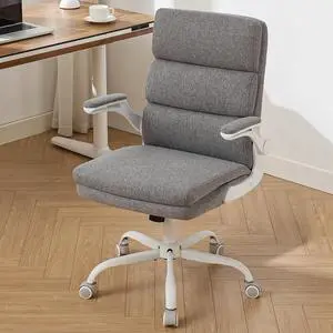 Office Chair Adjustable Desk Chair Mid Back Executive Comfortable Fabric Ergonomic Back Support Home Computer Chair with Padded Flip-up Armrest Swivel Wheels (Cement Gray) Office Chair Adjustable Desk Chair Mid Back Executive Comfortable Fabric Ergonomic Back Support Home Computer Chair with Padded Flip-up Armrest Swivel Wheels (Cement Gray)