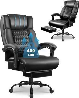 Office Chair,Executive Heavy Duty Office Chair with Foot Rest Ergonomic High Back Computer Gaming Chairs Home Office 400lbs,Big and Tall with Lumbar Support (Black) Office Chair,Executive Heavy Duty Office Chair with Foot Rest Ergonomic High Back Computer Gaming Chairs Home Office 400lbs,Big and Tall with Lumbar Support (Black)