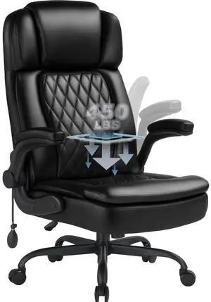 450lbs Executive Office Chair for Heavy People, Ergonomic Big and Tall Desk Chair with Adjustable Lumbar Support&Flip Up Armrest,High Back PU Leather Comfy Swivel Computer Chair 450lbs Executive Office Chair for Heavy People, Ergonomic Big and Tall Desk Chair with Adjustable Lumbar Support&Flip Up Armrest,High Back PU Leather Comfy Swivel Computer Chair