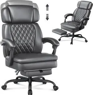 400lbs Executive Office Chair with Foot Rest for Heavy People, Ergonomic Big and Tall Desk Chair with Adjustable Headrest, High Back PU Leather Comfy Heavy Duty Computer Chair with Spring Cushion 400lbs Executive Office Chair with Foot Rest for Heavy People, Ergonomic Big and Tall Desk Chair with Adjustable Headrest, High Back PU Leather Comfy Heavy Duty Computer Chair with Spring Cushion