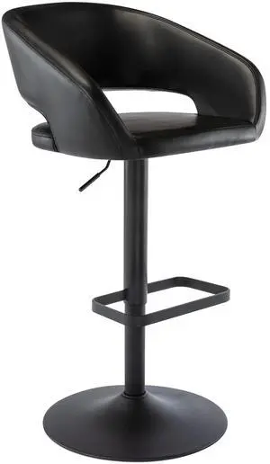 Adjustable Bar Stool with Hollow Back and Arms, Modern PU Leather Swivel Barstool, Airlift Counter Height Bar Chair for Kitchen Dining Room (Black, Balck Base) Adjustable Bar Stool with Hollow Back and Arms, Modern PU Leather Swivel Barstool, Airlift Counter Height Bar Chair for Kitchen Dining Room (Black, Balck Base)