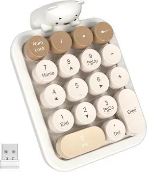 Wireless Number Pad with Bear - Mixed Milktea Numeric Keypad 18 Keys 2.4G Round Keycap Colorful Extensions Cute Numpad, Portable Accounting Financial Retro Numpad 10 Key for Laptop/PC/Notebook Wireless Number Pad with Bear - Mixed Milktea Numeric Keypad 18 Keys 2.4G Round Keycap Colorful Extensions Cute Numpad, Portable Accounting Financial Retro Numpad 10 Key for Laptop/PC/Notebook