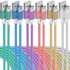 6-Pack USB to USB C Cable Type C Charger Fast Charging Cable Nylon Braided Android Charger for iPhone 16/15 Galaxy Google Pixel Sony Switch3/3/3/6/6/10Ft 6-Pack USB to USB C Cable Type C Charger Fast Charging Cable Nylon Braided Android Charger for iPhone 16/15 Galaxy Google Pixel Sony Switch3/3/3/6/6/10Ft