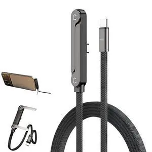 2-in-1 Invisible Stand Charger Cable | 240W Super Fast Charging USB-C to USB-C with Foldable Stand Compatible with iPhone & Perfect for Gaming Office & Car Travel 2-in-1 Invisible Stand Charger Cable | 240W Super Fast Charging USB-C to USB-C with Foldable Stand Compatible with iPhone & Perfect for Gaming Office & Car Travel