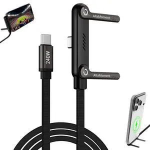 Invisible Holder Charger Cable 240W PD Fast Charging Cable for Desk USB-C to USB-C Cable 4.9 FT with 360° Adjustable Metal Stand 2 in 1 Holder Charger for Gaming Office Home Invisible Holder Charger Cable 240W PD Fast Charging Cable for Desk USB-C to USB-C Cable 4.9 FT with 360° Adjustable Metal Stand 2 in 1 Holder Charger for Gaming Office Home