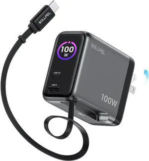 Retractable 100W USB C Charger 3-Port GaN Fast Phone Charger with Smart Display & Touch Control Foldable Wall Charger for iPhone 17/16 Galaxy S26 UltraMacBook Pro/Air iPad & More Retractable 100W USB C Charger 3-Port GaN Fast Phone Charger with Smart Display & Touch Control Foldable Wall Charger for iPhone 17/16 Galaxy S26 UltraMacBook Pro/Air iPad & More