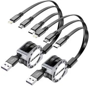 Multi Charging Cable 4ft 3 in 1 USB Retractable Phone Charger Cable with Type C/iOS/Micro USB Port Connector Compatible with Cell Phones 17/16/15/14/13/12/11/S24/S23/S20+/Tablets ect. (2Pack) Multi Charging Cable 4ft 3 in 1 USB Retractable Phone Charger Cable with Type C/iOS/Micro USB Port Connector Compatible with Cell Phones 17/16/15/14/13/12/11/S24/S23/S20+/Tablets ect. (2Pack)