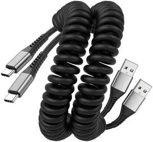 Coiled USB C Cable for Car 2 Pack 3FT Carplay Cable Retractable USB A to USB C Charger Cord Short Type C Cable for CarPlay Android Auto iPhone 17 16 15 Pro Max Galaxy S25/S24/S23 Coiled USB C Cable for Car 2 Pack 3FT Carplay Cable Retractable USB A to USB C Charger Cord Short Type C Cable for CarPlay Android Auto iPhone 17 16 15 Pro Max Galaxy S25/S24/S23