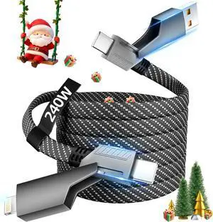 USB C Cable 240W MAX 4 in 1 Charging Cable 5FT with E-Mark Chip Fast Charging USB A/C to C/Lightning Cable for iPhone 17/16/15/14/13 Series Pad/Android/Tablets/Car and More iPhone Charger Cord USB C Cable 240W MAX 4 in 1 Charging Cable 5FT with E-Mark Chip Fast Charging USB A/C to C/Lightning Cable for iPhone 17/16/15/14/13 Series Pad/Android/Tablets/Car and More iPhone Charger Cord