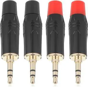 3.5mm Stereo Headphone Jack Male Plug 4 Pcs 3-Pole 1/8 Stereo Plug Male Solder Adapter Jack DIY Audio Cable Repair Connector for Headphones Speakers Microphone 3.5mm Stereo Headphone Jack Male Plug 4 Pcs 3-Pole 1/8 Stereo Plug Male Solder Adapter Jack DIY Audio Cable Repair Connector for Headphones Speakers Microphone