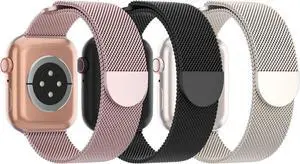 3 Pack Mesh Metal Band Compatible with Watch Band 38mm 40mm 41mm 42mm 44mm 45mm 46mm 49mm Stainless Steel Magnetic Loop Strap for iWatch Ultra 3 2 1 Series 11/10/9/8/SE/7/6/5/4/3 Men Women 3 Pack Mesh Metal Band Compatible with Watch Band 38mm 40mm 41mm 42mm 44mm 45mm 46mm 49mm Stainless Steel Magnetic Loop Strap for iWatch Ultra 3 2 1 Series 11/10/9/8/SE/7/6/5/4/3 Men Women
