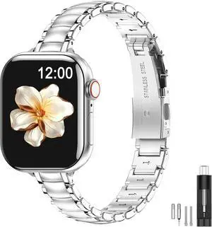 Thin Metal Bands Compatible with Watch Band Ultra3/2/1 Series 11 10 9 8 7 6 5 4 3 2 1 SE3/2/1 Slim Narrow Stainless Steel Strap for Women iWatch 49mm 46mm 45mm 44mm 42mm 41mm 40mm 38mm Thin Metal Bands Compatible with Watch Band Ultra3/2/1 Series 11 10 9 8 7 6 5 4 3 2 1 SE3/2/1 Slim Narrow Stainless Steel Strap for Women iWatch 49mm 46mm 45mm 44mm 42mm 41mm 40mm 38mm