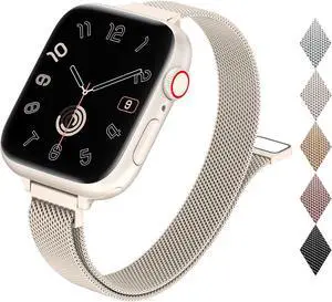 Slim Milanese Loop Compatible with Watch Band for women 41mm 40mm 38mm 42mm 46mm 45mm 44mm Stainless Steel Magnetic Mesh Strap work on iWatch Series 11 10 9 8 7 6 5 4 3 & SE 3 2 1 Slim Milanese Loop Compatible with Watch Band for women 41mm 40mm 38mm 42mm 46mm 45mm 44mm Stainless Steel Magnetic Mesh Strap work on iWatch Series 11 10 9 8 7 6 5 4 3 & SE 3 2 1