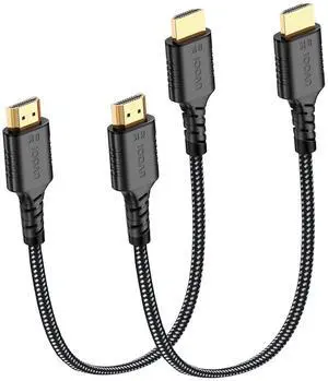Short HDMI Cable 1 FT 2-Pack 48Gbps Ultra High Speed 8K HDMI 2.1 Cable Braided 1 Foot HDMI Cable for Camera Field Monitor External Recorder Laptop PC / Soundbar Splitter Computer Short HDMI Cable 1 FT 2-Pack 48Gbps Ultra High Speed 8K HDMI 2.1 Cable Braided 1 Foot HDMI Cable for Camera Field Monitor External Recorder Laptop PC / Soundbar Splitter Computer