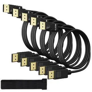 VESA Certified 4K DisplayPort 1.2 Cable 6 FT/5 Pack High-Speed DP to DP Male-to-Male Display Port Cord 4K@60Hz 2K@165Hz/144Hz HBR2 HDR HDCP Dolby for Gaming Monitor PC TV +10 Ties VESA Certified 4K DisplayPort 1.2 Cable 6 FT/5 Pack High-Speed DP to DP Male-to-Male Display Port Cord 4K@60Hz 2K@165Hz/144Hz HBR2 HDR HDCP Dolby for Gaming Monitor PC TV +10 Ties