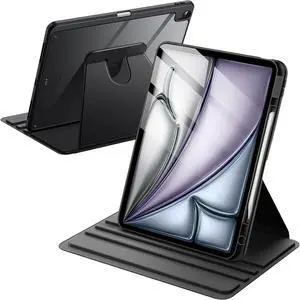 Rotating Case for iPad Air 13-Inch M4/M3/M2 (2026/2025/2024) with Pencil Holder 360 Degree Rotation Protective Stand Cover Clear Back Auto Wake/Sleep (Black) Rotating Case for iPad Air 13-Inch M4/M3/M2 (2026/2025/2024) with Pencil Holder 360 Degree Rotation Protective Stand Cover Clear Back Auto Wake/Sleep (Black)