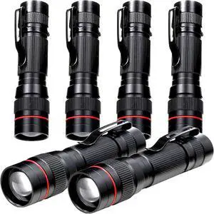 6 Pack Small Mini LED Flashlight Single Mode Zoomable Flashlights AA Battery Powerful Flashlights with Pocket Clip Portable Bulk EDC Pen Flash Light for Gift Emergency Camping Hiking 6 Pack Small Mini LED Flashlight Single Mode Zoomable Flashlights AA Battery Powerful Flashlights with Pocket Clip Portable Bulk EDC Pen Flash Light for Gift Emergency Camping Hiking