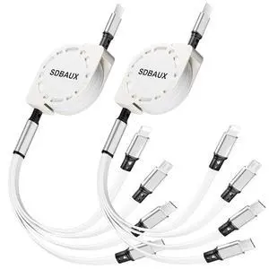 Multi Charging Cable USB C to 4 in 1 Retractable iP/Micro/Dual Type C Port Fast Charger Cord for iPhone 17 16 15 14 13 12 Pro Max iPad Mini Air Galaxy S23/S22 Cell Phones Tablets Universal Use-2Pack Multi Charging Cable USB C to 4 in 1 Retractable iP/Micro/Dual Type C Port Fast Charger Cord for iPhone 17 16 15 14 13 12 Pro Max iPad Mini Air Galaxy S23/S22 Cell Phones Tablets Universal Use-2Pack