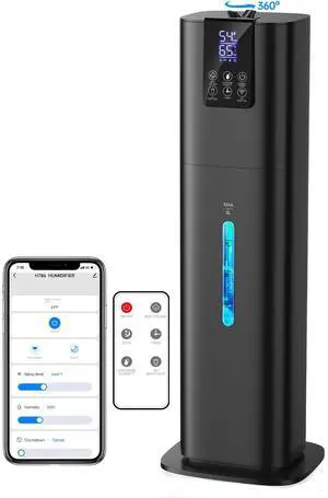 8L Smart Humidifiers for Bedroom Large Room, 2.1Gal Cool Mist Top Fill Diffuser Ambient Light, App & Remote Control, 3 Mist Modes, Quiet Humidifier for Home Office Plant (Black) 8L Smart Humidifiers for Bedroom Large Room, 2.1Gal Cool Mist Top Fill Diffuser Ambient Light, App & Remote Control, 3 Mist Modes, Quiet Humidifier for Home Office Plant (Black)